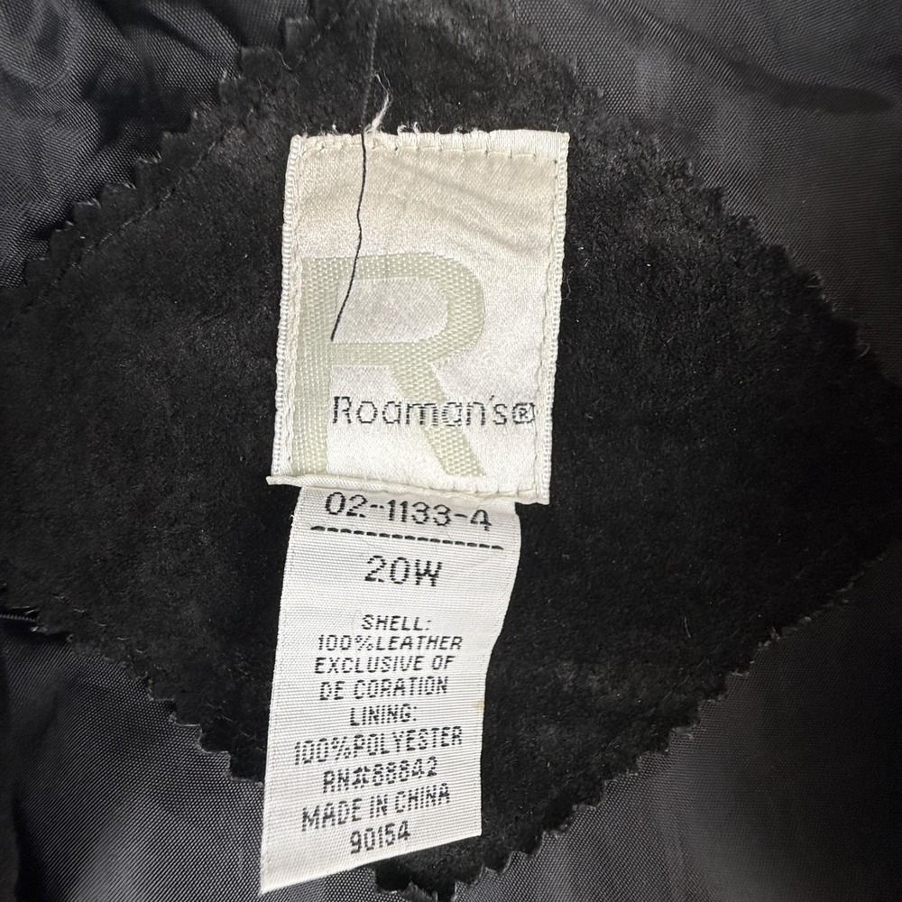 Roaman's Jacket Womens 20W Black Leather Fringe Embroidered Western Boho Studded - Picture 8 of 16